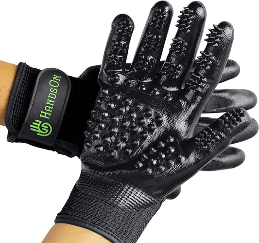 "Revolutionary Pet Grooming Gloves - #1 Patented Shedding, Bathing, and Hair Remover Gloves - Gentle Brush for Cats, Dogs, and Horses - Award-Winning and Trusted"